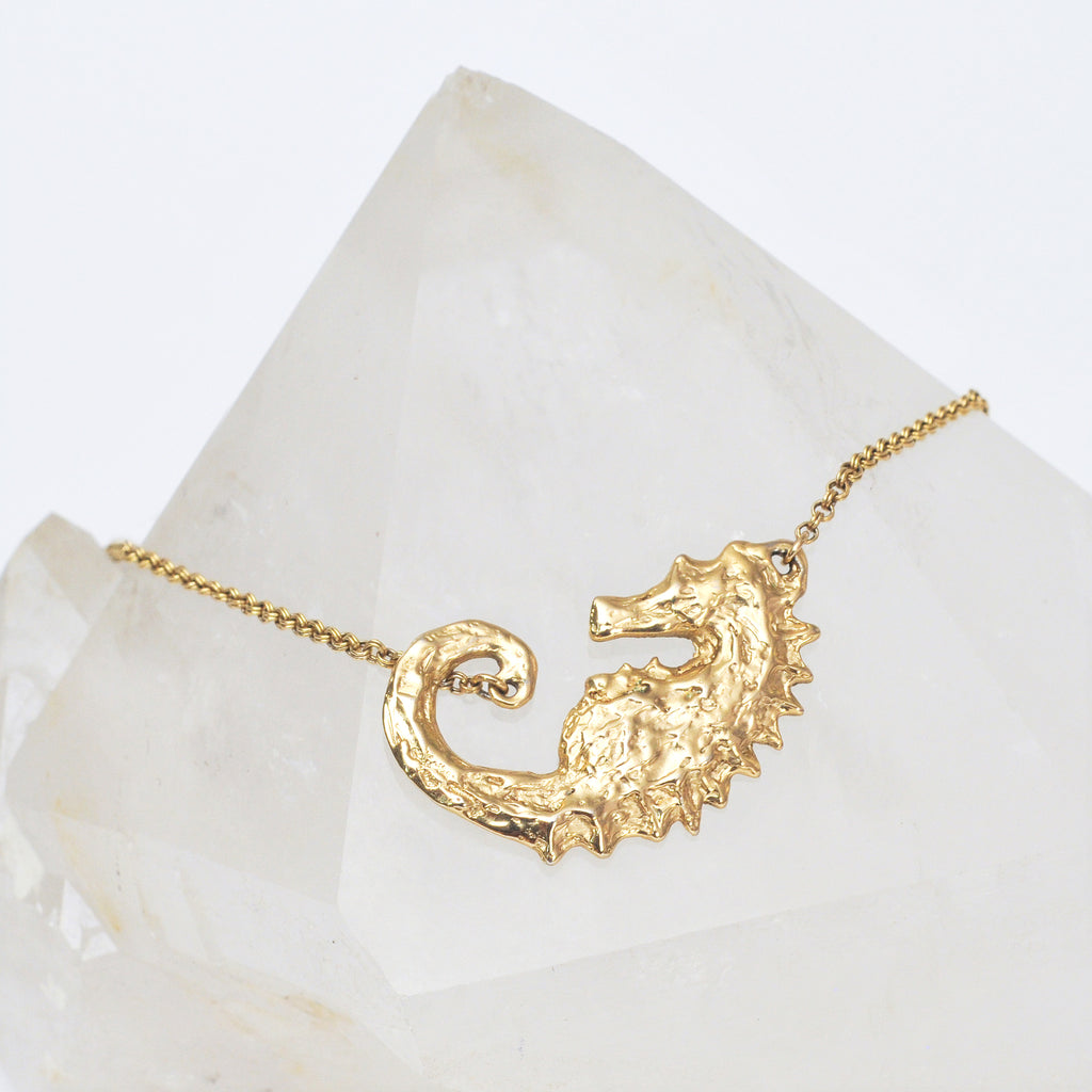 Yellow Gold Seahorse Necklace